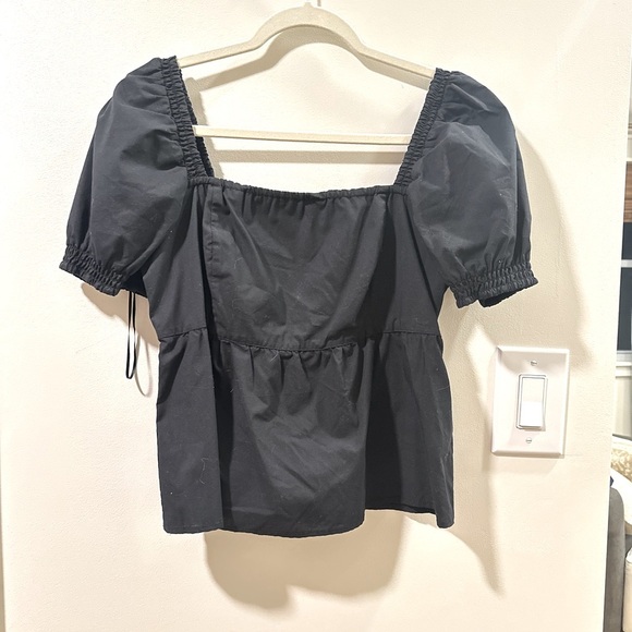 Abercrombie black Smocked  babydoll top - Picture 3 of 4